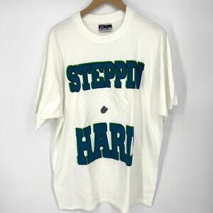 VTG USA K Swiss Mens Steppin Hard Embossed Graphic T Shirt 100% Cotton Size XL